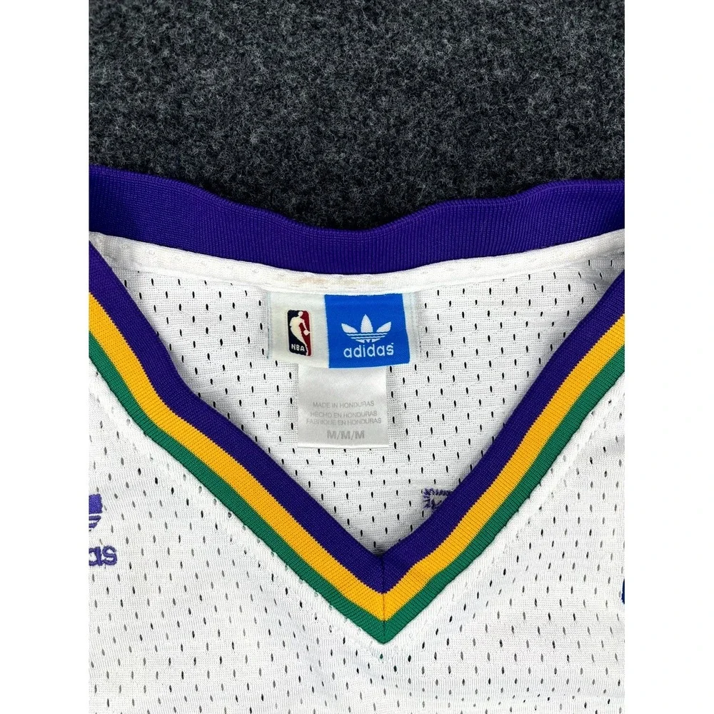 Utah Jazz Jersey Men M White Karl Malone #32 Adidas Basketball Hardwood Classics